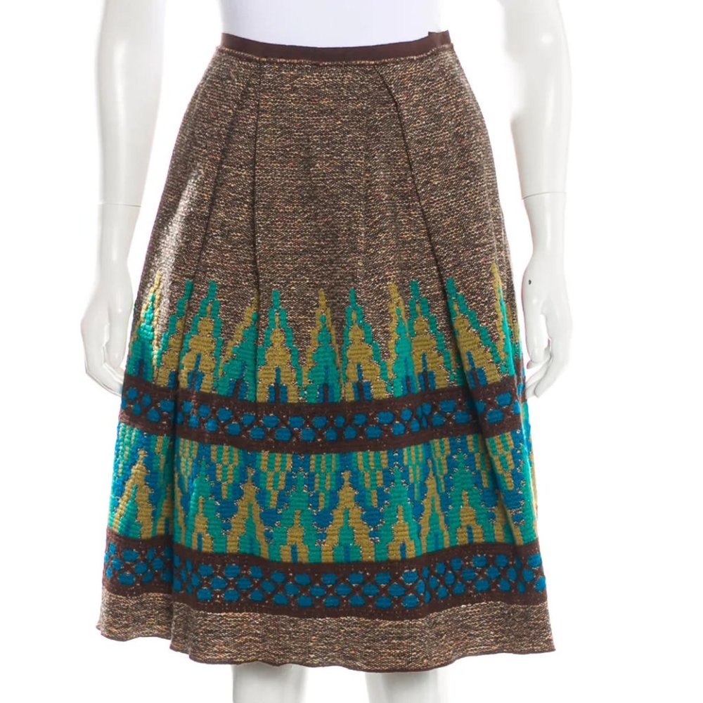 Anna Sui Embroidered Wool-Blend Skirt 8